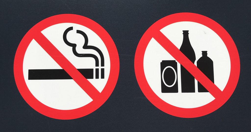 Vector signs for no smoking and no alcohol