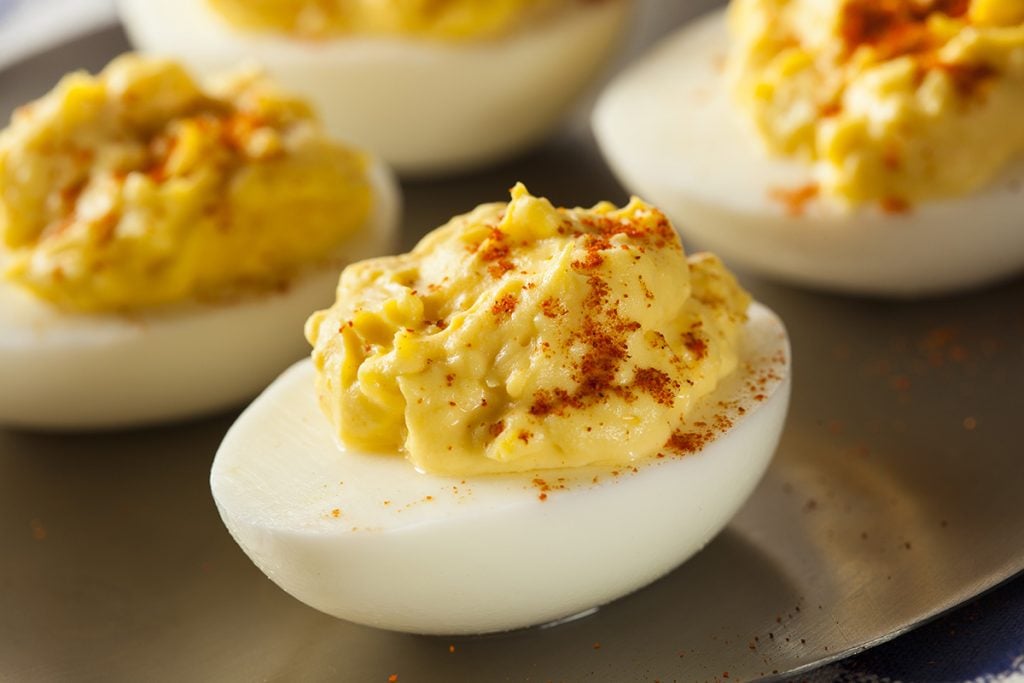 Close up of deviled eggs