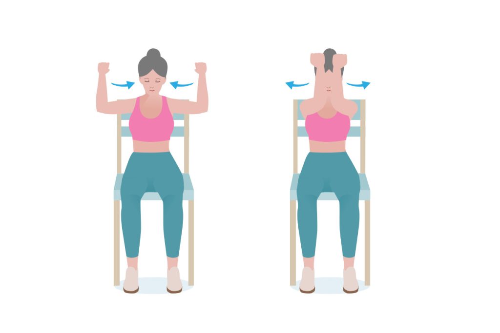 Vector graphic of woman doing chair arm circles