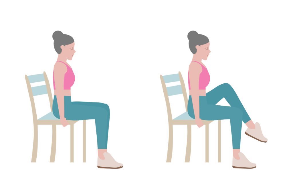 Vector graphic of woman doing chair knee lift