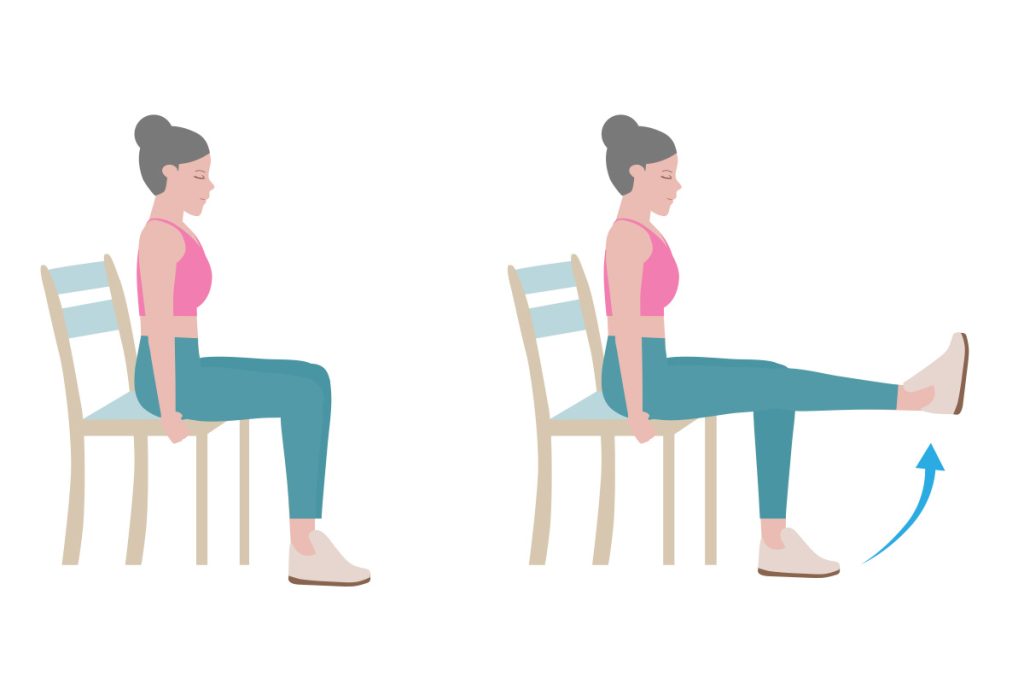 Vector graphic of woman doing chair leg lift