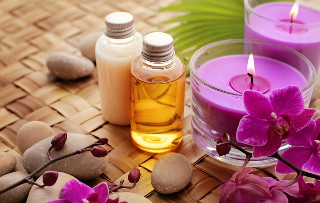 aromatherapy candle, essential oil and bath products