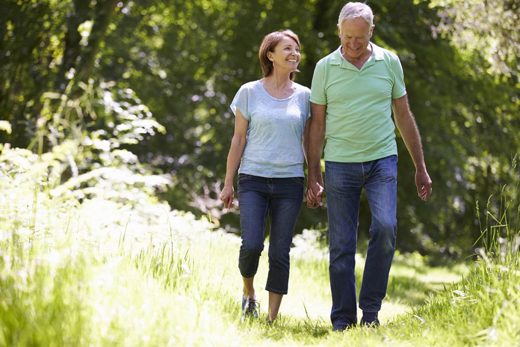 Senior Couple Walking In Summer Countryside