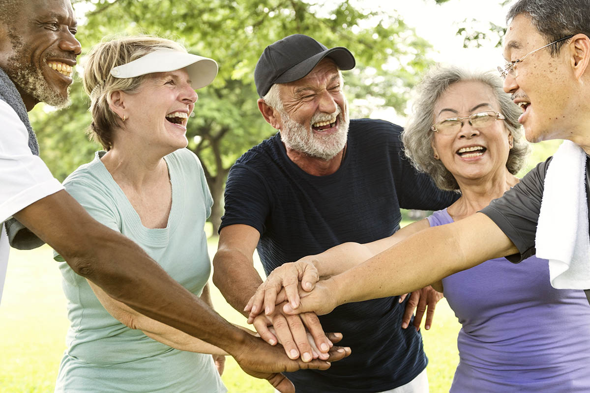 Group Of Senior Friends Exercising Togetherness Concept