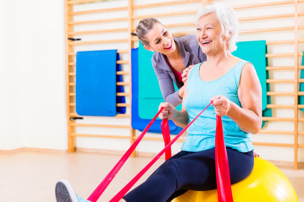 Older woman in physical therapy