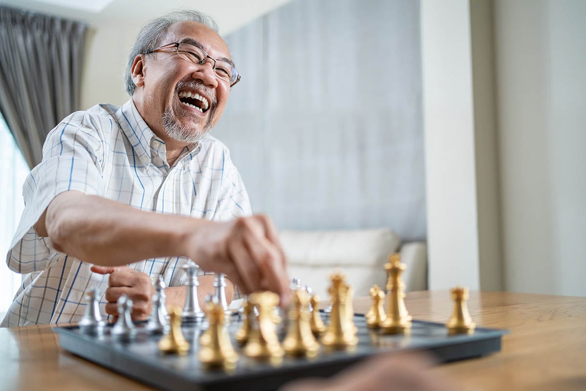 Portrait of Asian Senior Elderly male spend leisure time