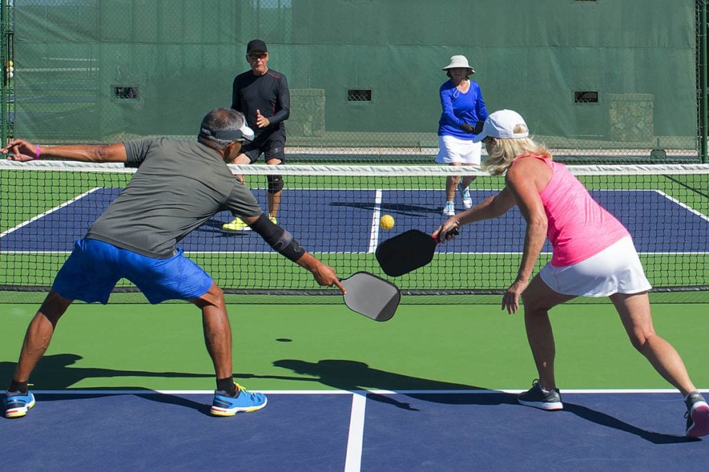 Pickleball - Mixed Doubles Action of Colorful Court