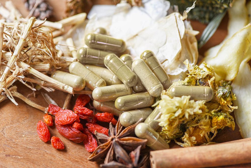 Herbal medicine capsules and dried herb from nature