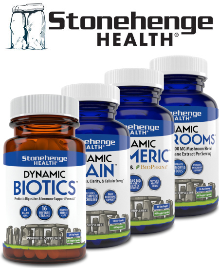 Stonehenge Health Logo and Products