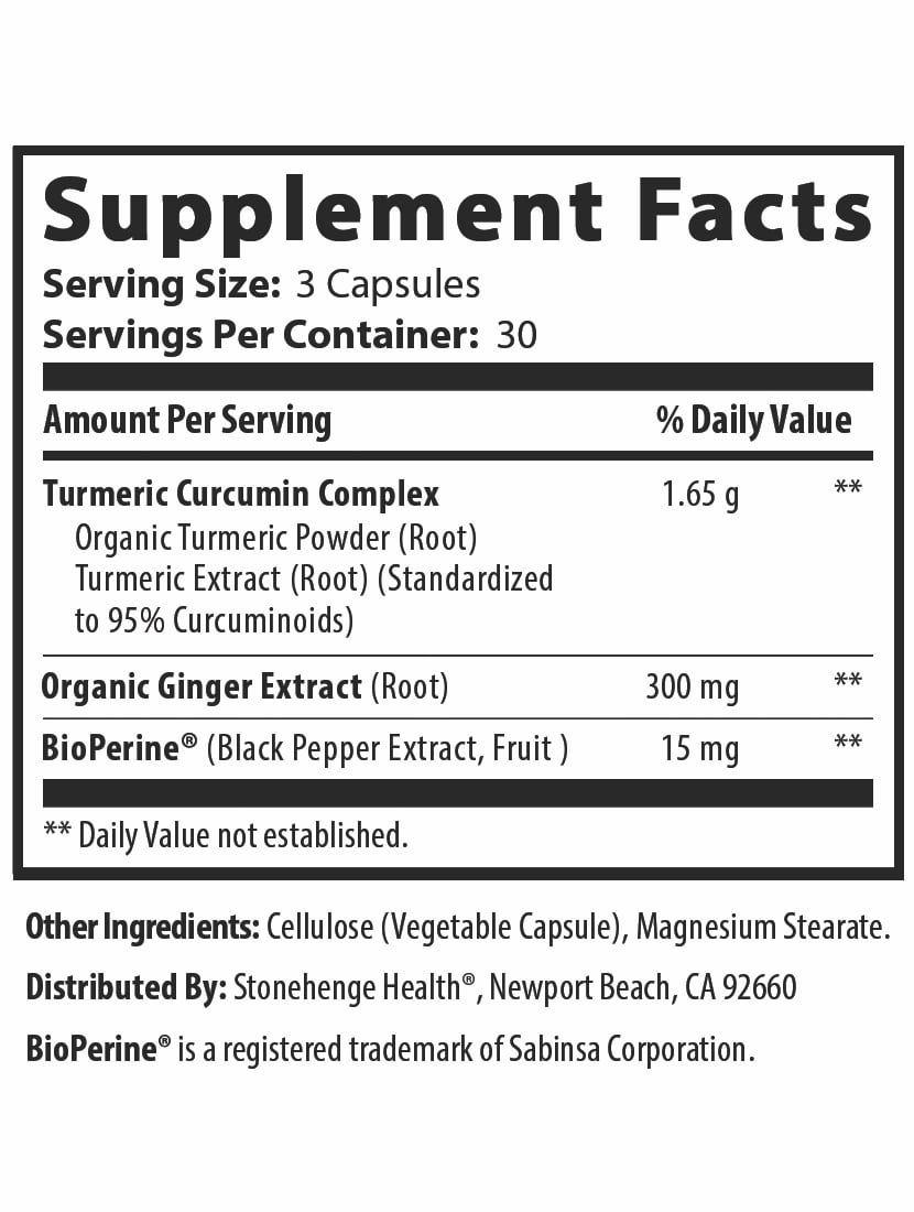 Stonehenge Health Dynamic Turmeric Supplement Facts