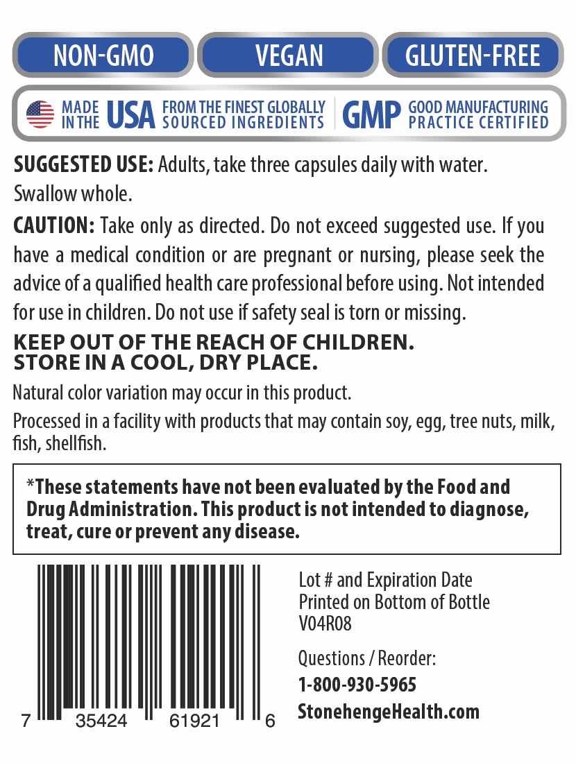 Stonehenge Health Dynamic Turmeric Label Info